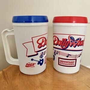 Vintage Dollywood Travel Mug 22oz Lot Of 2 Made In USA DP Plastic Showstreet
